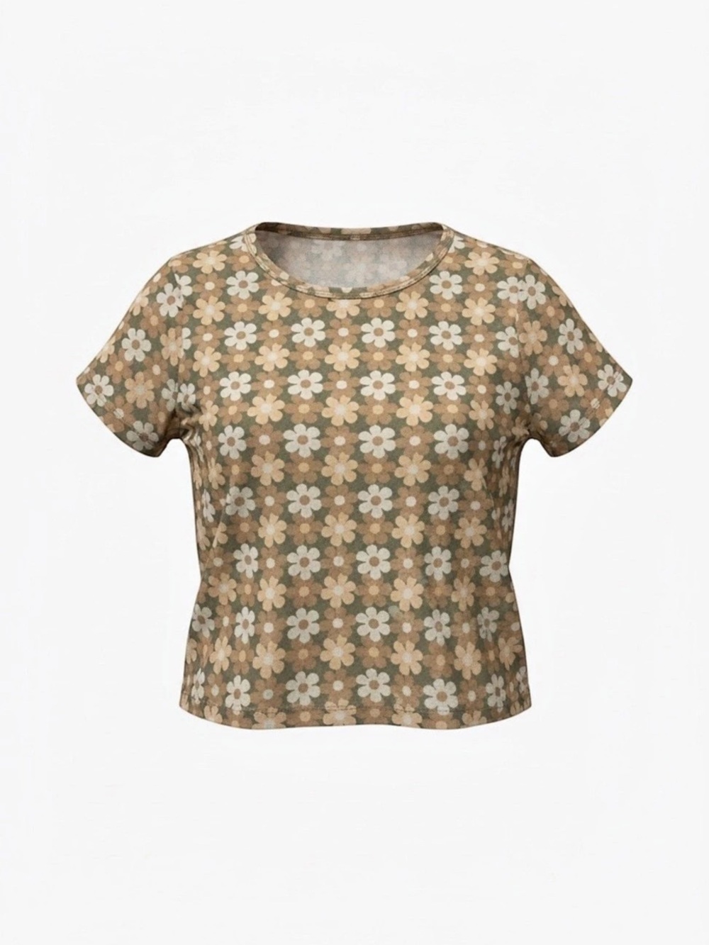 Full Tilt Retro Daisy Print Sheer Mesh Tee